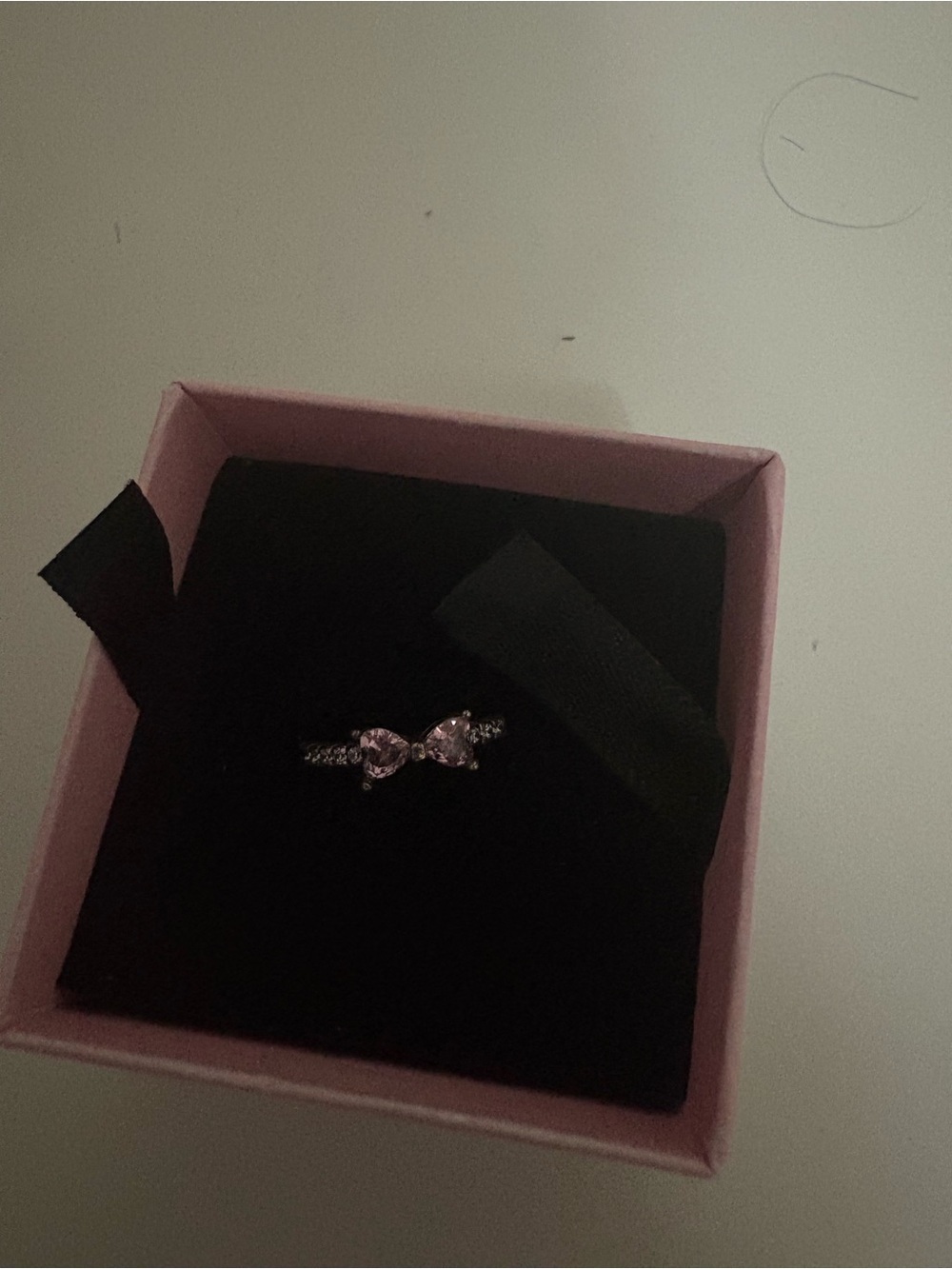 Pandora Sparkling Pink Bow Ring- Sterling Silver